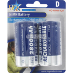 PILES RECHARGEABLES LR20 D 1.2V 2800mAh NIMH x2