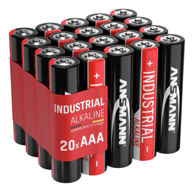 20 Piles Alcalines AAA LR03 Industrielles 1.5V 1200mAh Ansmann