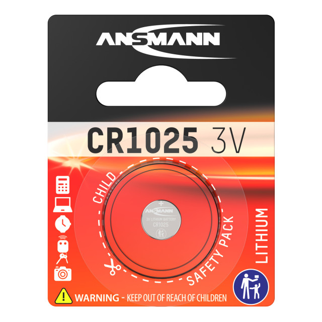 Pile Bouton CR1025 Lithium 3V 30mAh Ansmann