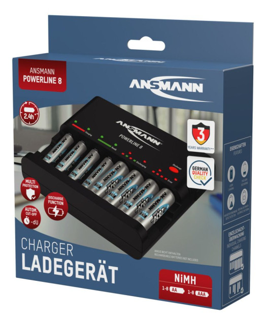 CHARGEUR DE PILES POWERLINE 8 8x AA ou 8x AAA & USB ANSMANN