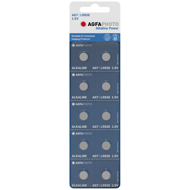 10 Piles Bouton AG7 LR926 Alcaline Power 1.5V AgfaPhoto