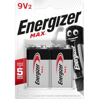 Piles Alcalines 9V 6LR61 Energizer MAX BL2