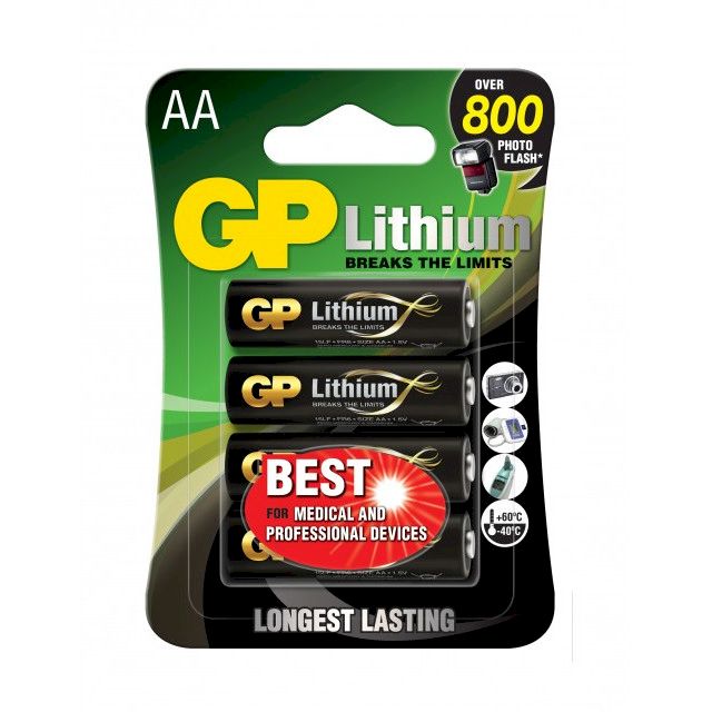 4 Piles AA FR6 Lithium 1.5V GP