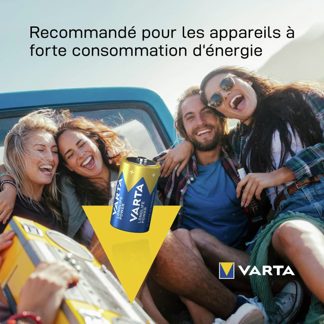 Piles super alcalines LR20 1.5V Longlife Power 16500mAh (20 piles) VARTA