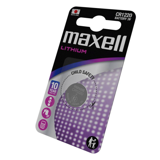 Pile Bouton CR1220 Lithium 3V 36mAh Maxell