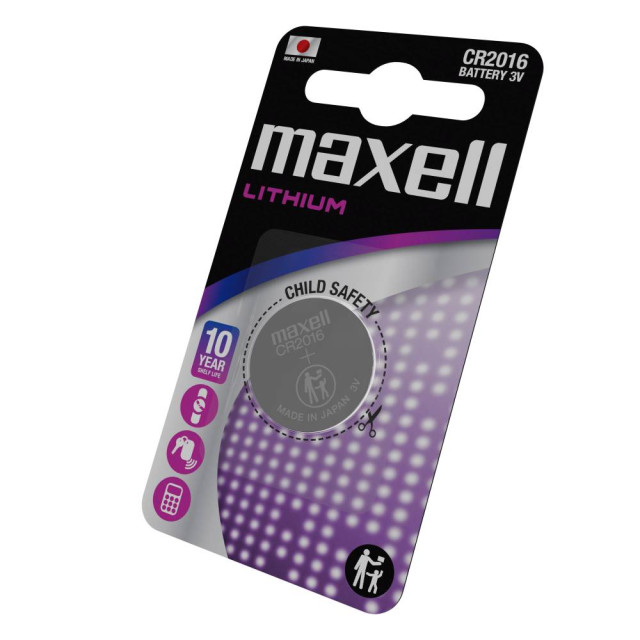 Pile Bouton CR2016 Lithium 3V 90mAh Maxell