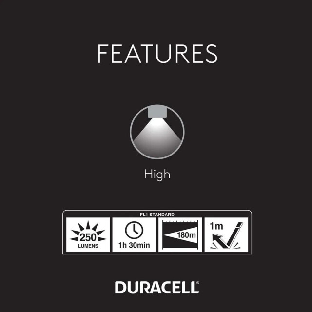 Lampe torche aluminium 250 lumen DF250SE 3xAAA incl. DURACELL