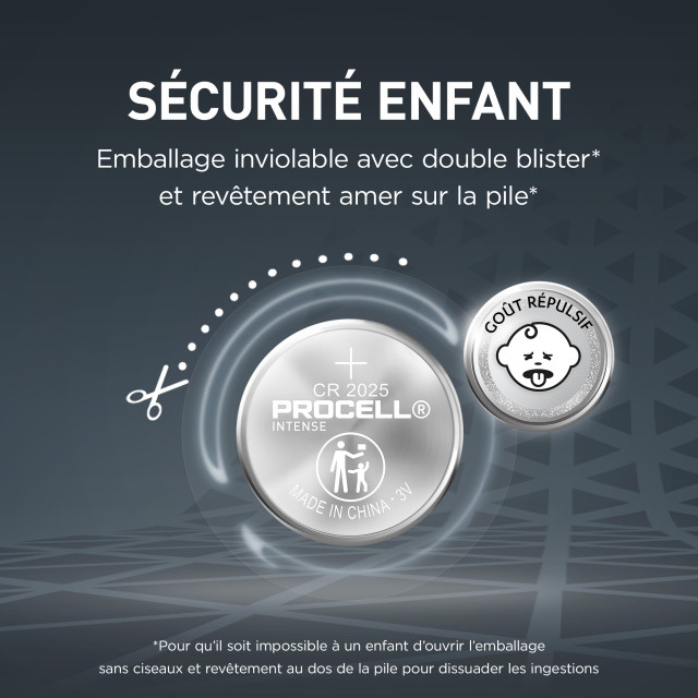 5 Piles Bouton CR2025 Lithium Intense 3V 165mAh Duracell Procell