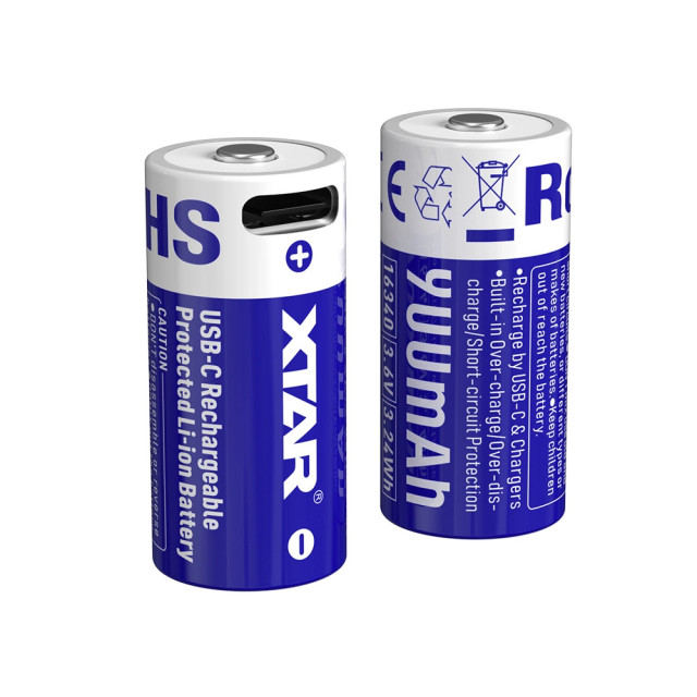 Batterie Li-Ion USB-C 16340 3.6V 900 mAh XTAR
