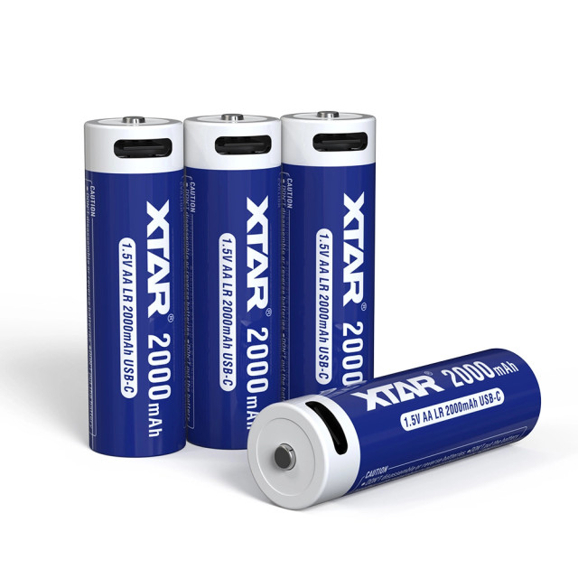 4 Batteries Li-Ion USB-C AA LR Rechargeable 1.5V 2000 mAh XTAR