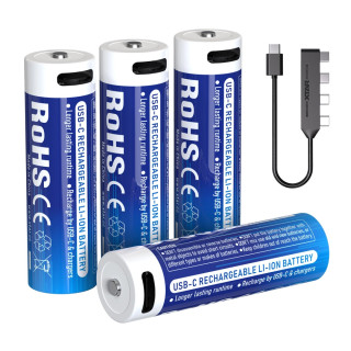 4 Batteries Li-Ion USB-C AA LR Rechargeable 1.5V 3000 mAh XTAR
