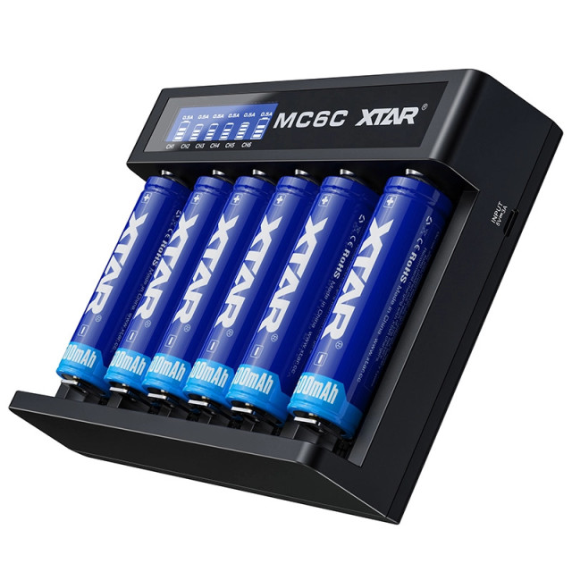Chargeur de Batteries MC6C avec Écran LCD 6 Slots XTAR