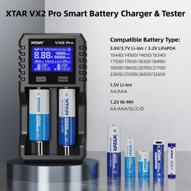 Chargeur et Testeur de Batteries VX2 Pro XTAR