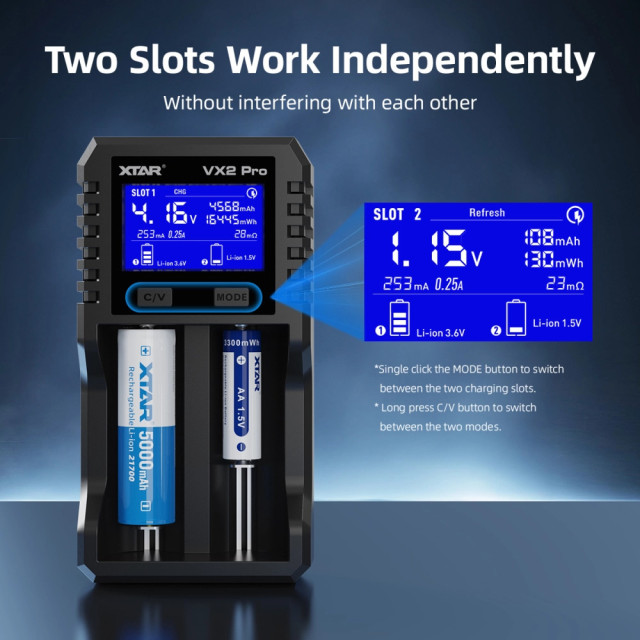 Chargeur et Testeur de Batteries VX2 Pro XTAR