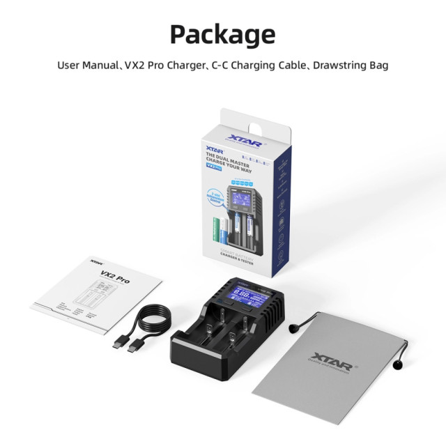 Chargeur et Testeur de Batteries VX2 Pro XTAR