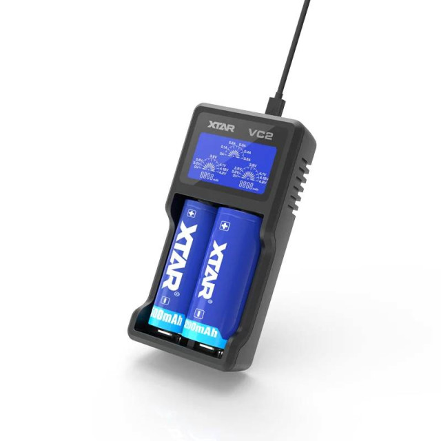 Chargeur de Batteries Li-Ion avec Écran LCD VC2 XTAR