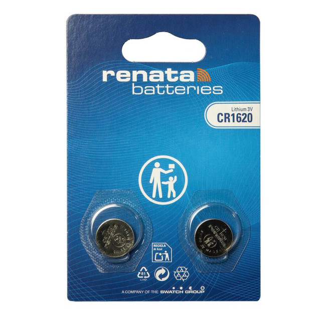 2 Piles CR1620 Lithium 3V 68mAh Renata