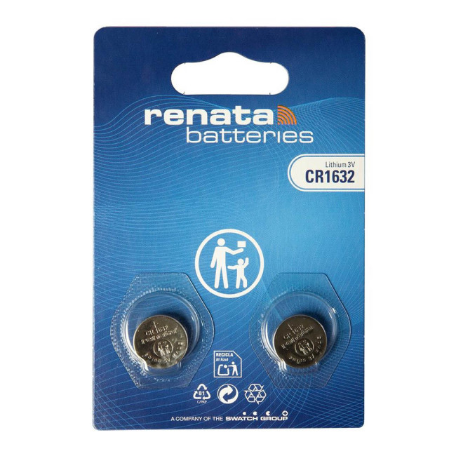 2 Piles CR1632 Lithium 3V 137mAh Renata