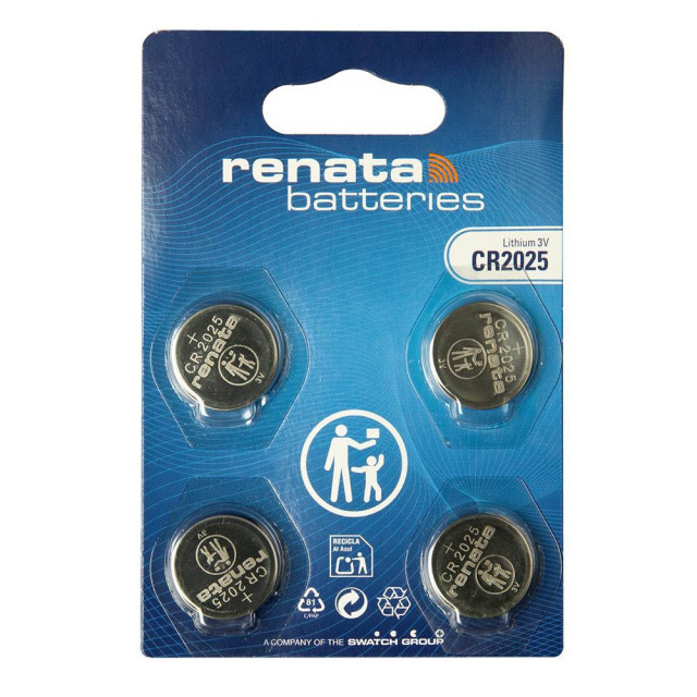 4 Piles CR2025 Lithium 3V 165mAh Renata