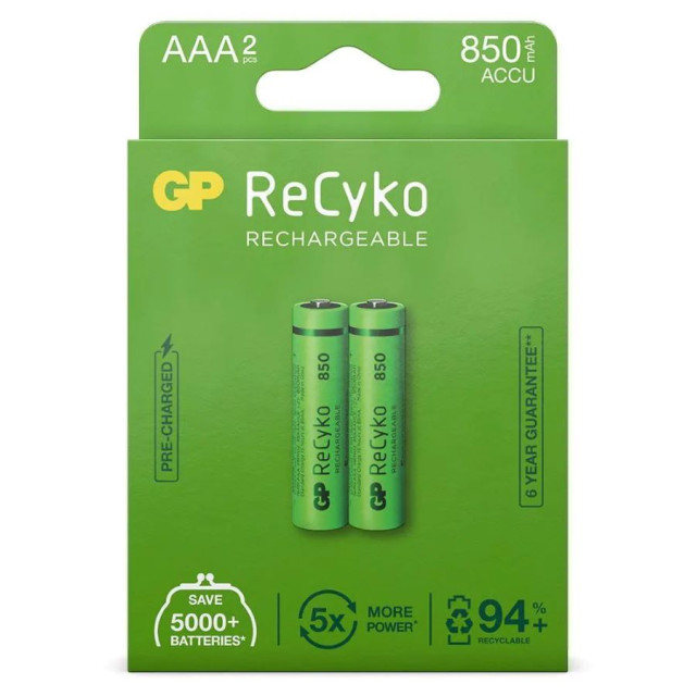 2 Piles Rechargeables AAA HR03 ReCyko 1.2V 850mAh GP