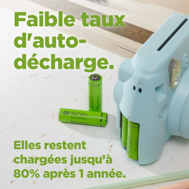 2 Piles Rechargeables AAA HR03 NiMH 1.2V 950mAh GP ReCyko