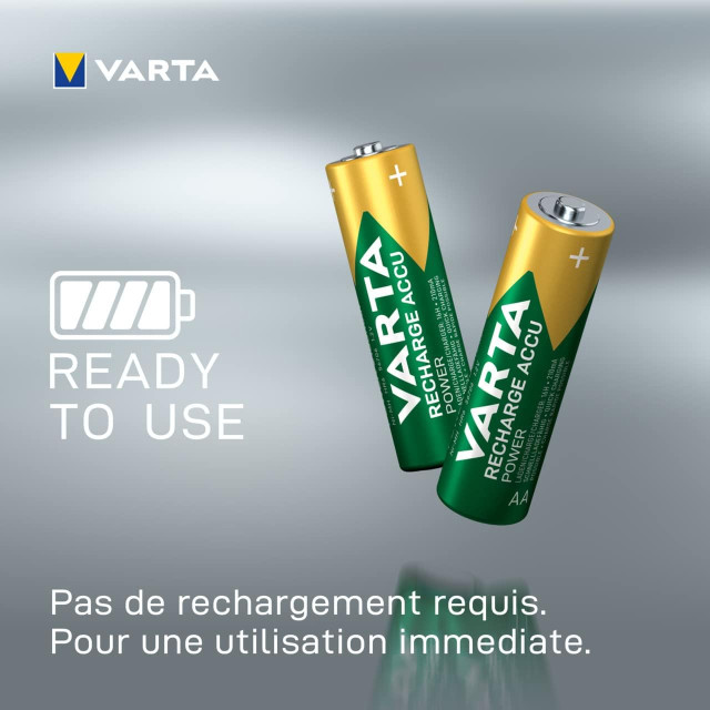 PILES AA RECHARGEABLES Accu Power HR6 NiMH 1.2V 2100mAh Ready to Use BL4 VARTA