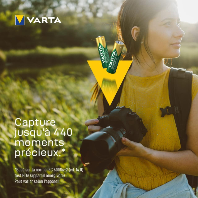 PILES AA RECHARGEABLES Accu Power HR6 NiMH 1.2V 2100mAh Ready to Use BL4 VARTA