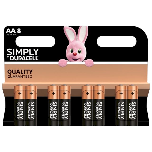 8 Piles AA LR6 Alcalines Simply 1.5V Duracell