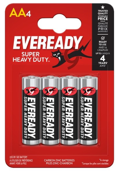 4 Piles R6 AA Salines Super Heavy Duty 1.5V Eveready
