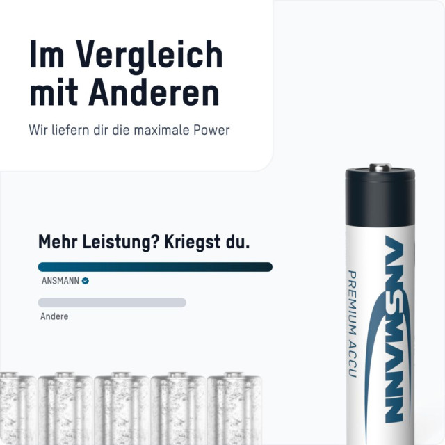 2 Piles Rechargeables AAA HR03 NiMH Préchargées 1.2V 1000mAh Ansmann