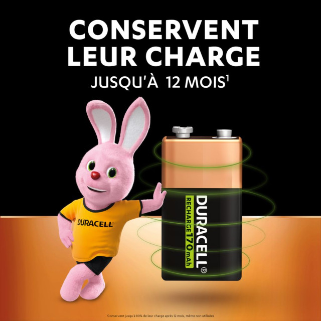 PILE RECHARGEABLE NiMH 6HR61 RC22 DC1604 8.4V 170mAh BL1 DURACELL