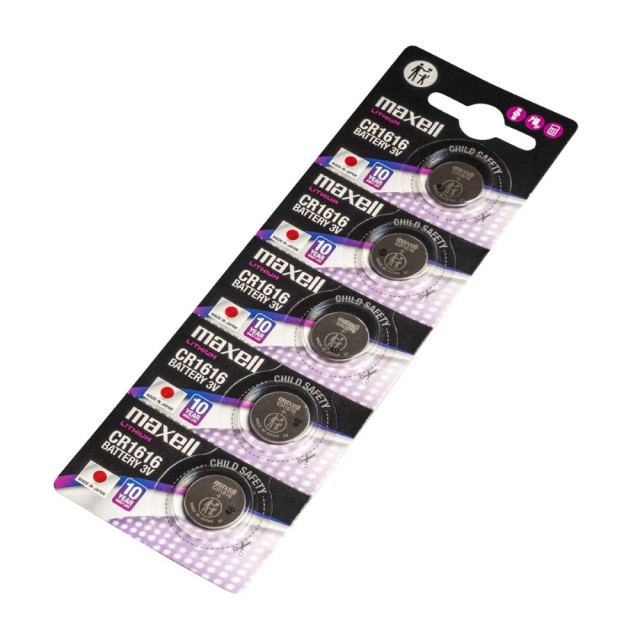5 Piles Bouton CR1616 Lithium 3V 55mAh Maxell